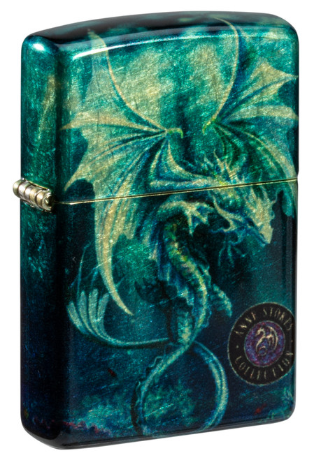 Zippo Lighter Anne Stokes 540 Fusion Dragon Design Tumbled Brass ZP48986