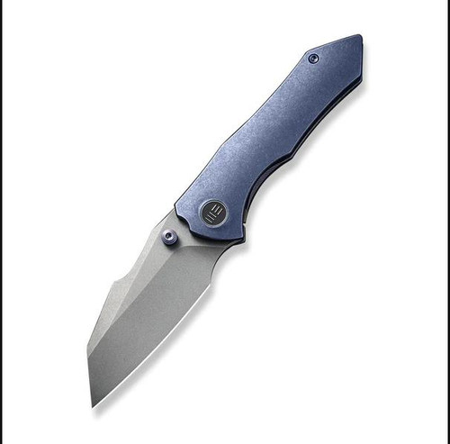 We Knife Co High-Fin Blue 2.98 Inch Plain Stonewash Wharncliffe