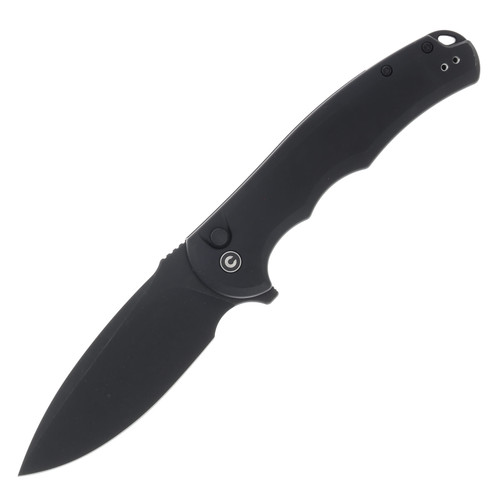 CIVIVI Praxis Button Lock 3.75 Inch Plain Black Stonewash Drop Point