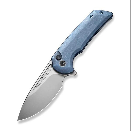 WE Knife Co Mini Malice Blue 2.98 Inch Plain Bead Blasted Drop Point