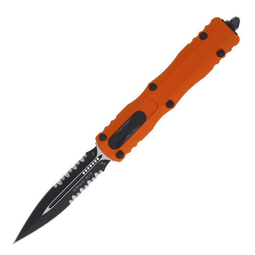 MICROTECH DIRAC OTF ORANGE PARTIALLY SERRATED APOCALYPTIC DAGGER