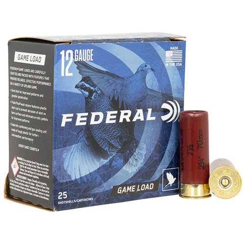 Federal Game-Shok Game Load 12 Gauge Shotgun Shotshell 25 Rounds 2.75in 1oz #7.5 Lead Birdshot