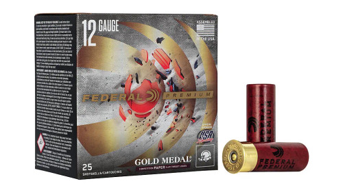 Federal Premium Gold Metal Paper 12 Gauge Shotgun Ammunition Plastic Brass 25 Rounds 2.75in 1oz #7.5 Shot