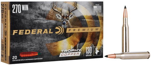 Federal Premium Trophy Copper .270 Win 130gr Monolithic Lead-Free Ammo 20Rd