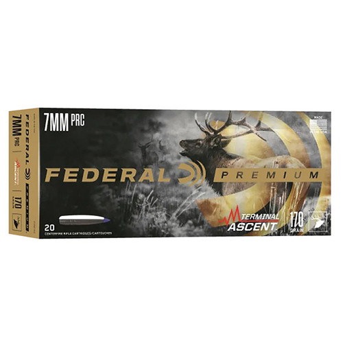 Federal Premium Terminal Ascent  7mm PRC Rifle Ammunition Nickel Pated Centerfire 170 Grain Terminal Ascent