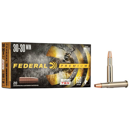 Federal Premium 30-30 Winchester Rifle Ammunition Brass Centerfire 150 Grain Barnes TSX Lead Free HP