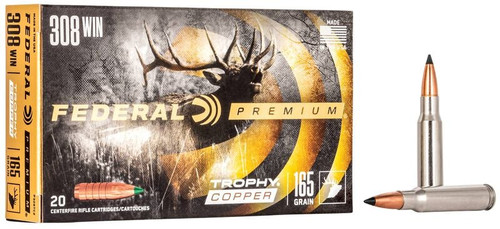 Federal Premium Trophy Copper .308 Winchester 165gr Solid Polymer Tip Ammo 20Rd