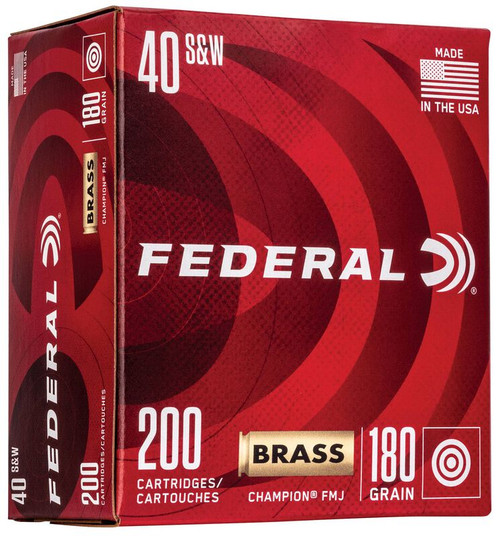 Federal Champion .40 S&W 180gr FMJ Brass Ammo 200 Rd Value Pack