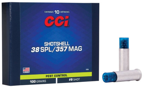 CCI Heavy Bismuth Pest Control 38 Special 357 Magnum 100 Grain #9 Shot Brass Centerfire 10 Rounds Shotshell