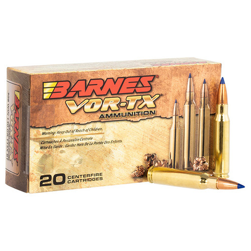Barnes Bullets VOR-TX 308 Win Rifle Ammunition 20 Rounds Brass Tipped TSX BT