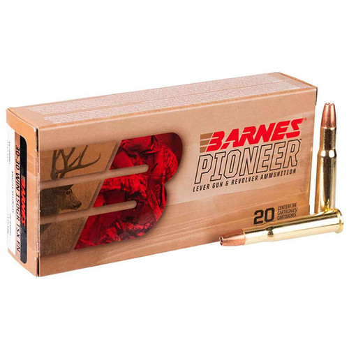 Barnes Bullets Pioneer 30-30 Winchester Lever Gun & Revolver Ammunition 20 Rounds Brass Centerfire 150 Grain Barnes TSX-FN