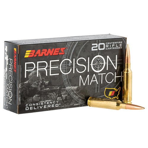 Barnes Bullets Precision Match 6mm Creedmoor Rifle Ammunition 20 Rounds Brass Centerfire 112 Grain Open Tip Match BT
