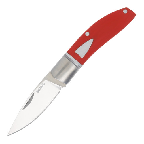 Begg Knives Mini Hunter Red 2.38in Plain Satin Drop Point