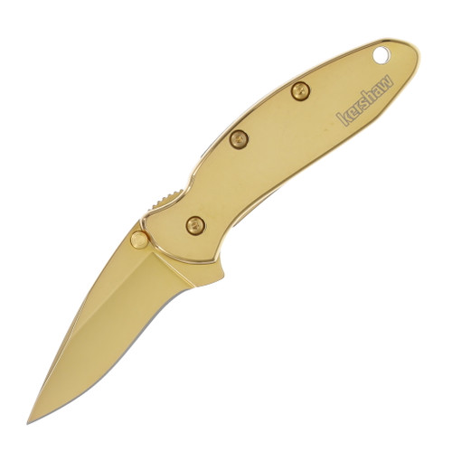 Kershaw Ken Onion Chive Assisted Opening Gold 1.9in Plain Gold Plated