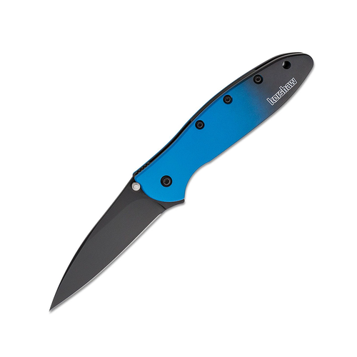 Kershaw Leek Folding Knife Blue and Black 3 Inch Plain Wharncliffe 1