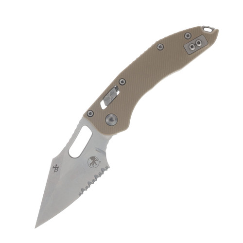 Microtech Stitch RAM-LOCK Folding Knife Half Serrated Spear Point M390MK/Fluted Tan G-10 MT169RL11FLGTTA
