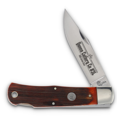 Queen USA Amber Winterbottom Bone Single Blade Lockback Folding Knife