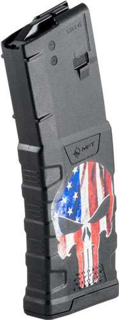 MFT Extreme Duty AR-15 Polymer Mag .223 Rem 5.56x45mm NATO .300 AAC 30 Rounds Black Distressed American Punisher Skull