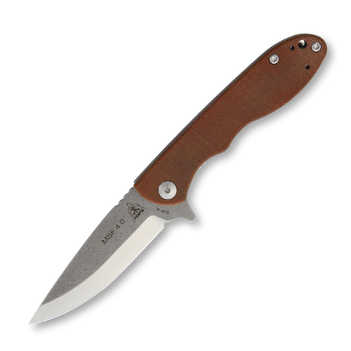 TOPS Mini Scandi MSF 4.0 Folding Knife N690Co Brown Canvas Micarta