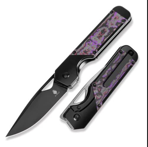 Kizer Militaw Folding Knife Purple 3.35 Inch Black DLC Drop Point