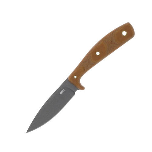 CRKT Soldotna Fixed Blade Knife 3.48in Plain Brown Micarta Russ Kommer Design