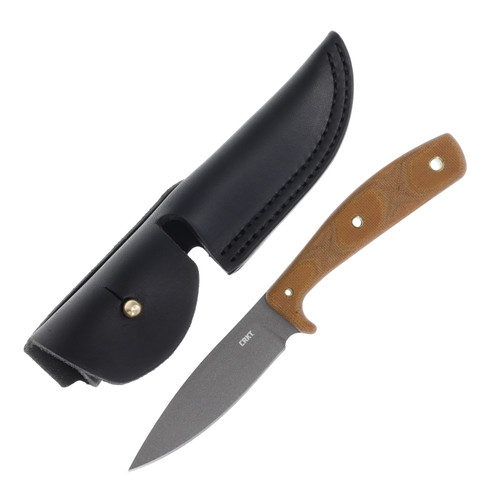 CRKT Soldotna Fixed Blade Knife 3.48in Plain Brown Micarta Russ Kommer Design