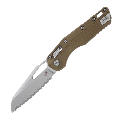 Microtech MSI Folding Knife Serrated Stonewash Drop Point FDE