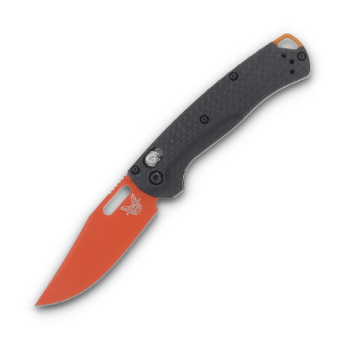 Benchmade Mini Taggedout Folding Knife Orange Magnacut/Carbon Fiber