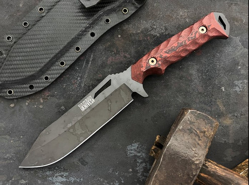 Dawson Knives Shepherd XL Red/Black 5.5in Plain Apocalypse Black Clip Point with Sheath