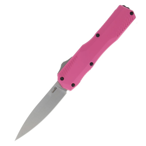 Kershaw Livewire OTF Auto Knife Pink - 3.3in Stonewashed Spear Point S/E Plain AUKS9000PK