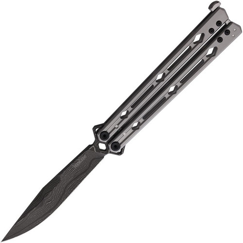 Kershaw Lucha Butterfly Knife Damascus Blade Gray Stainless Handle