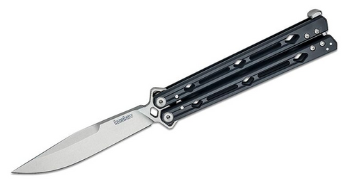 Kershaw Lucha Butterfly Knife Black Stainless Steel 4.60in Stonewash