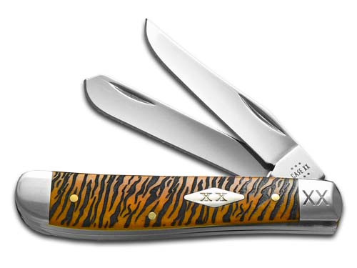Case Tiger Striped Persimmon Smooth Bone Mini Trapper