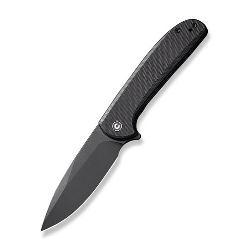 CIVIVI Primitrox Folding Knife 3.48in Plain Black Stonewash Drop Point Front Open