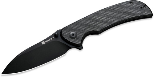 Sencut Borzam Black Canvas Folding Knife 3.46in Black Drop Point Blade