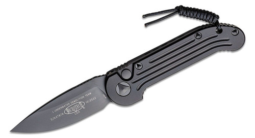 Microtech LUDT Automatic Knife 3.42in Tactical Blackout Drop Point