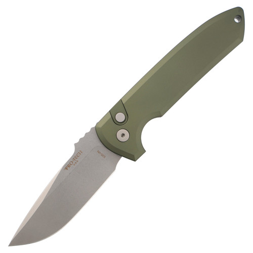 ProTech Rockeye OTS Green Auto Knife 3.4in Drop Point Stonewash Blade