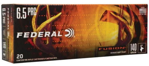 Federal Fusion 6.5 PRC 140 Grain Brass 20 Rounds Tipped Fusion Bonded SP