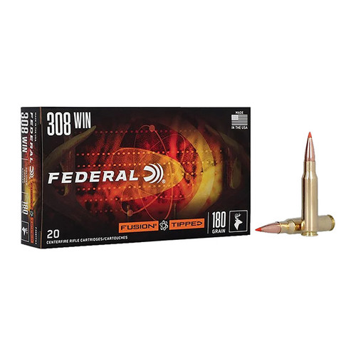 Federal Fusion 308 Winchester 180 Grain Brass 20 Rounds Tipped Fusion Bonded SP