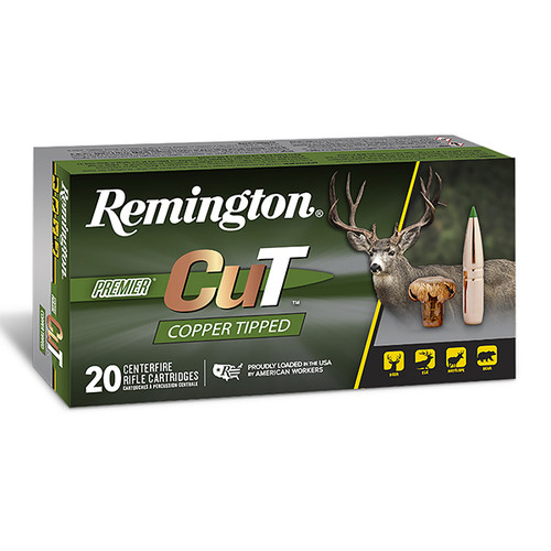 Remington Premier CuT Ammunition 30-06 Springfield Rifle Ammunition Brass Centerfire 20 Rounds 165 Grain Copper Tip