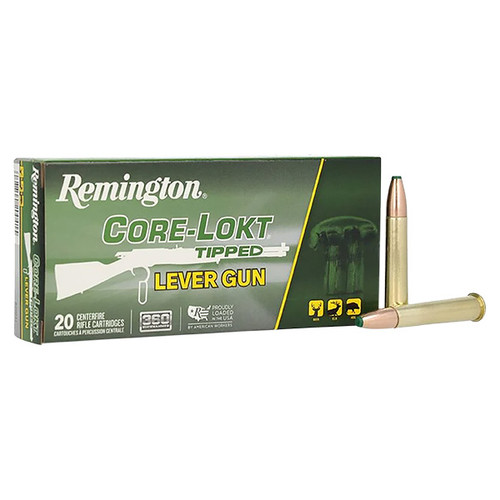 Remington Core-Lokt Tipped Lever Gun 360 Buckhammer Rifle Ammunition 20 Rounds Brass Centerfire 180 Grain Core-Lokt Tipped