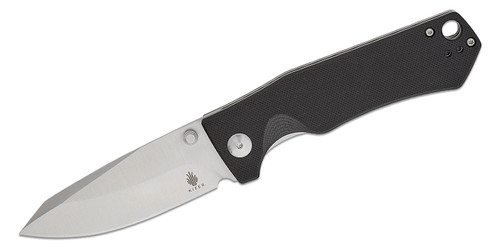 Kizer Cliff Black Folding Knife 3.5in Satin Plain Clip Point Blade