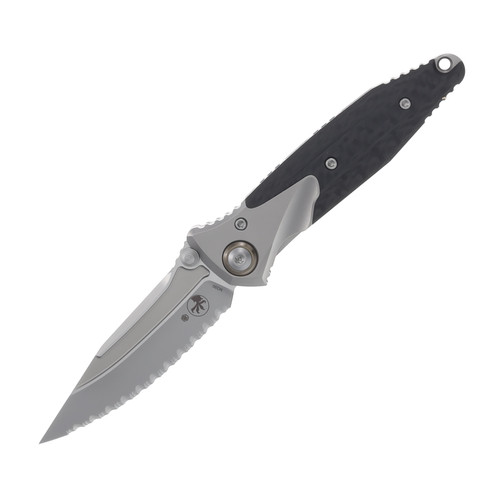 Microtech SOCOM Bravo Mini Framelock Folding Knife Bead Blast Serrated S/E Titanium and Carbon Fiber