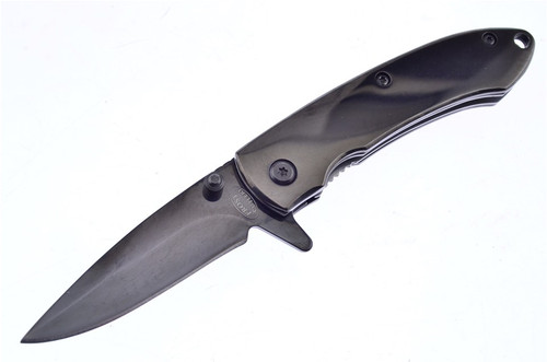 Frost Black Mirror Snapshot Folding Knife Silver Shadow