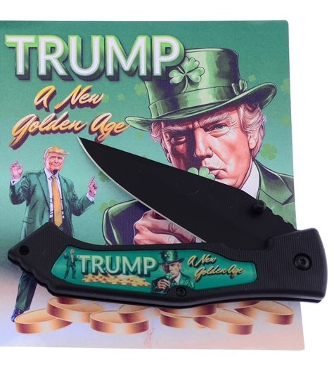 Trump A New Golden Age St. Patrick's Day Stainless Steel Tactical Folding Knife RR010TP1                        