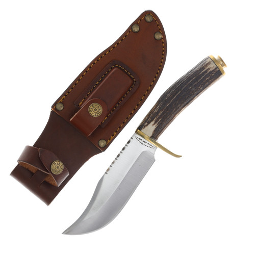 Ole Smoky Clip Point Fixed Blade Hunting Knife with Leather Sheath OS306
