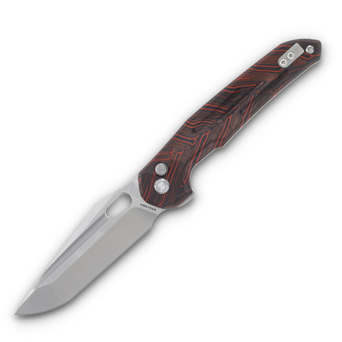 Vosteed Thunderbird S35VN Satin Red G10 Tanto Harpoon Trek Lock Knife