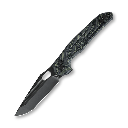 Vosteed Thunderbird 3.48" S35VN Black Stonewash Green G10 Tanto Harpoon Trek Lock Knife