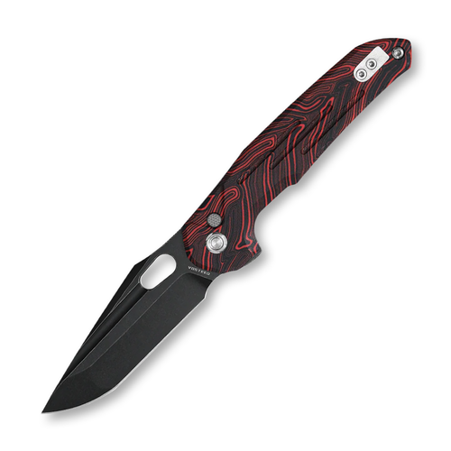 Vosteed Thunderbird 3.25" M390 Black Stonewash Red G10 Tanto Harpoon Trek Lock Knife