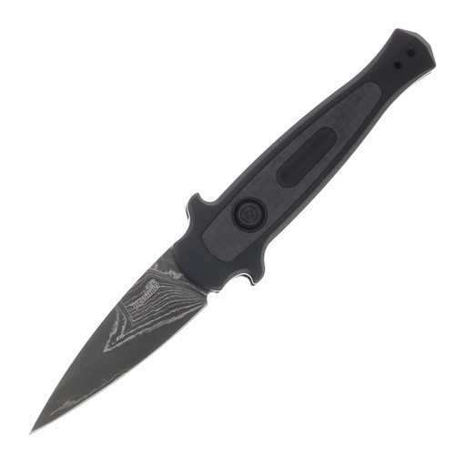Kershaw Launch 12 OTS Auto Folding Knife Black 2.5in Damascus Spear Point S/E Plain